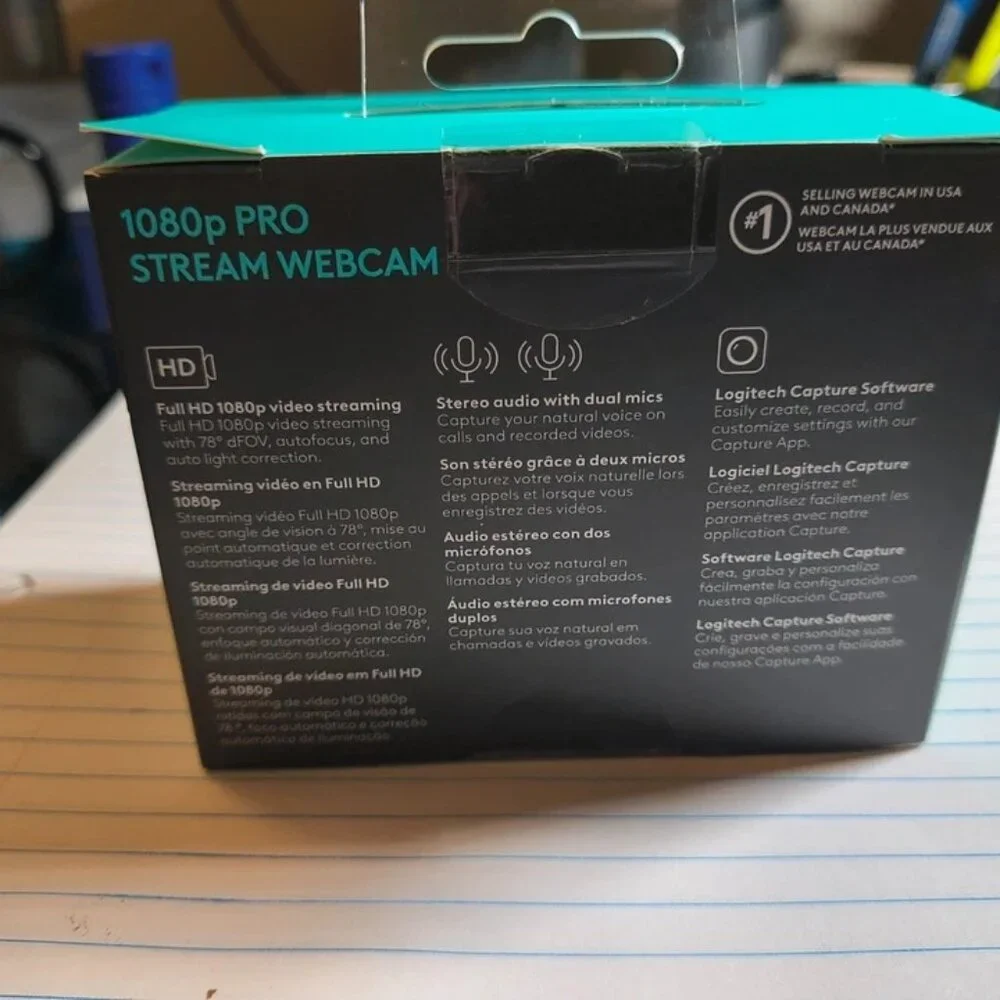 LOGITECH PRO STREAM WEBCAM 1080p HD 30 fps Black 960-001211 - Brand New